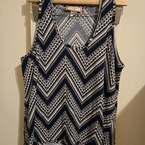 Navy and White Chevron Tank Top
